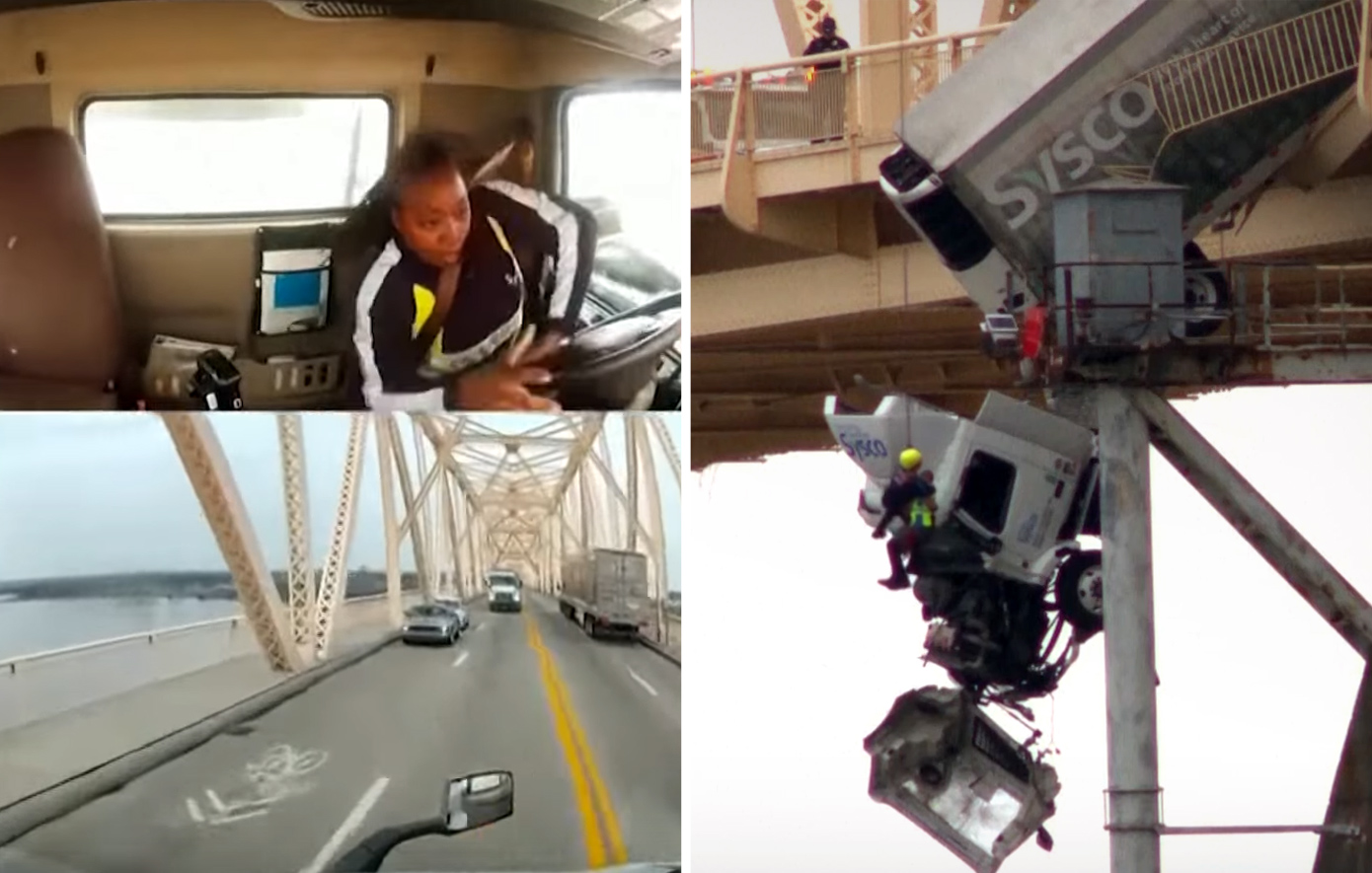 Φορτηγό συγκρούεται με αυτοκίνητο και βγαίνει από την πορεία του &#8211; Δείτε το σοκαριστικό βίντεο που κρέμεται στο κενό από γέφυρα