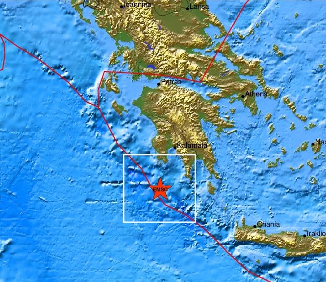 Ασθενής σεισμική δόνηση νότια της Πελοποννήσου