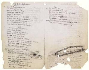 Χειρόγραφοι στίχοι του Bob Dylan σε δημοπρασία