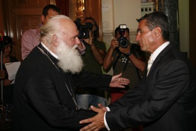 Συνάντηση του Αρχιεπισκόπου Αθηνών Ιερώνυμου με τον Α. Λοβέρδο