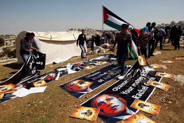 Διαμαρτυρία Παλαιστινίων για την επίσκεψη Ομπάμα