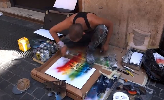 Εντυπωσιακός καλλιτέχνης στους δρόμους της Ρώμης