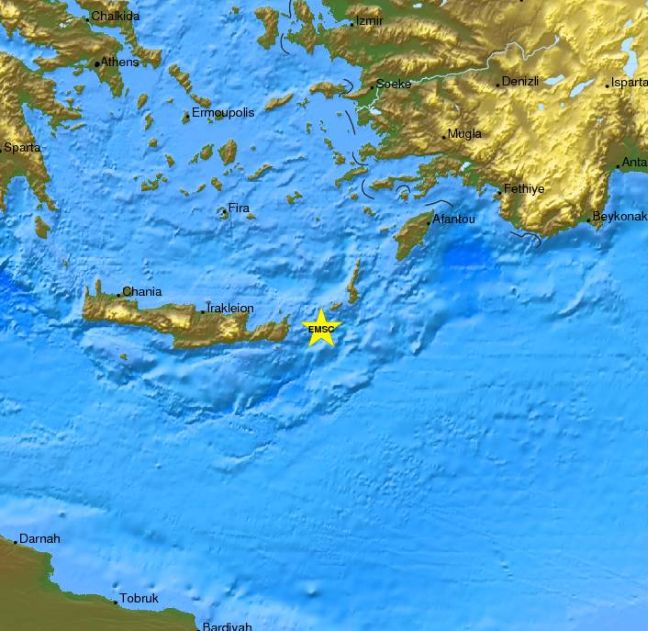 Σεισμός 4,2 Ρίχτερ ανατολικά της Κρήτης
