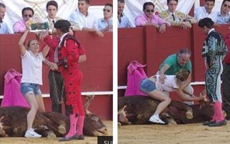 Ακτιβίστρια πήδηξε σε αρένα και αγκάλιασε τον ταύρο πριν θανατωθεί