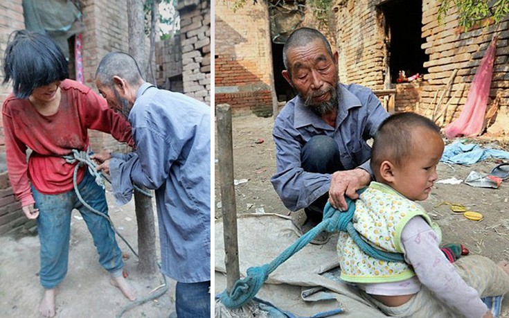 Άνδρας στην Κίνα κρατά δεμένους τη γυναίκα και το γιο του