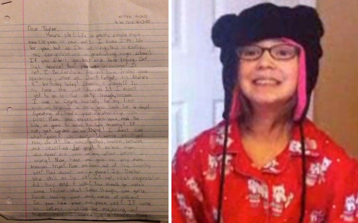 Δωδεκάχρονη που δεν ζει πια είχε γράψει γράμμα στον μελλοντικό εαυτό της