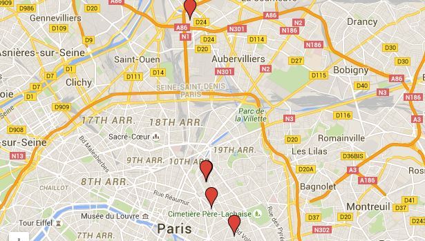 Ο χάρτης των τρομοκρατικών επιθέσεων στο Παρίσι
