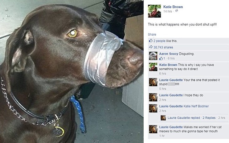 Κόλλησε τη μουσούδα του σκύλου της με ταινία και ανέβασε τη φωτογραφία στο Facebook