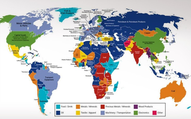 Ο παγκόσμιος χάρτης των εξαγωγών