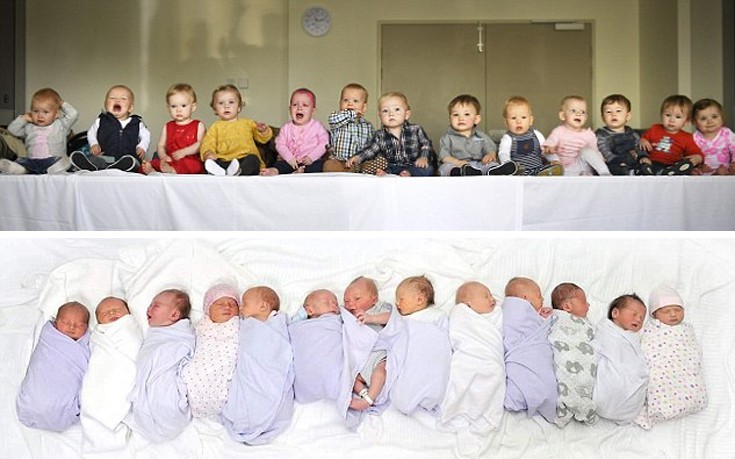 Reunion δεκατριών μωρών που γεννήθηκαν την ίδια μέρα στο ίδιο νοσοκομείο