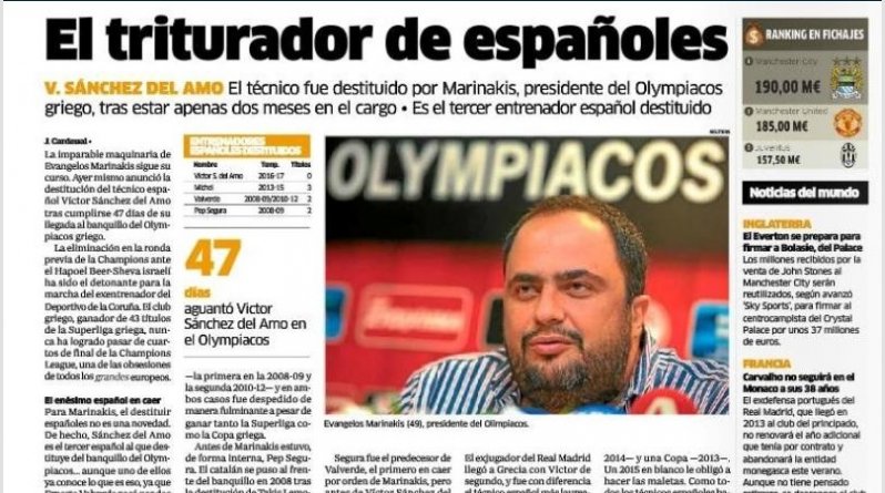 «Μαρινάκης, ο εξολοθρευτής των Ισπανών»