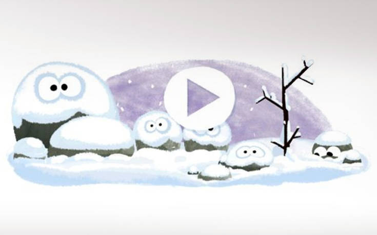 Η πρώτη ημέρα του χειμώνα στο doodle της Google με κρύο και στην Ελλάδα