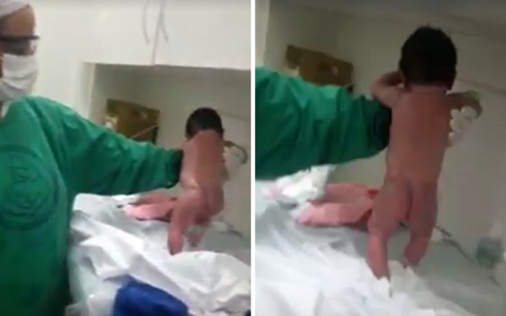 Βίντεο δείχνει νεογέννητο να κάνει τα πρώτα του βήματα