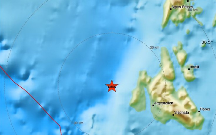 Σεισμός 3,9 Ρίχτερ ανοιχτά της Κεφαλονιάς