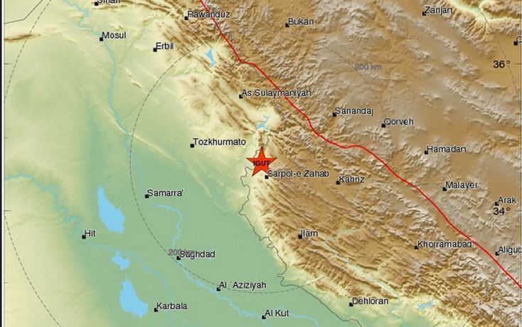 Ισχυρός σεισμός με τουλάχιστον 6 νεκρούς στα σύνορα Ιράκ και Ιράν