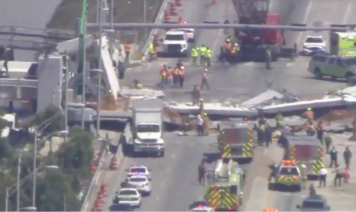 Πεζογέφυρα κατέρρευσε στη Φλόριντα, φόβοι για αρκετά θύματα