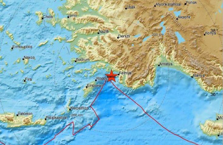 Σεισμός τώρα μεταξύ Τουρκίας και Ρόδου