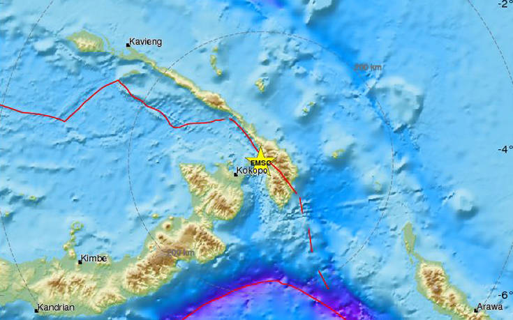 Πολύ ισχυρός σεισμός τώρα στην Παπούα-Νέα Γουινέα