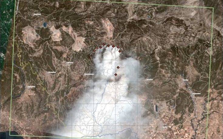 Η πρώτη δορυφορική φωτογραφία της φωτιάς στην Εύβοια από την υπηρεσία Copernicus
