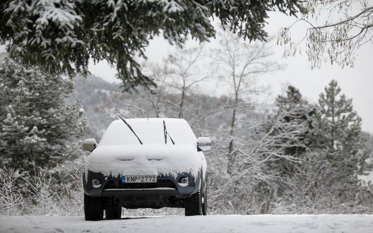 Κακοκαιρία Ζηνοβία: Πυκνή χιονόπτωση στην Θήβα, πού χρειάζονται αλυσίδες