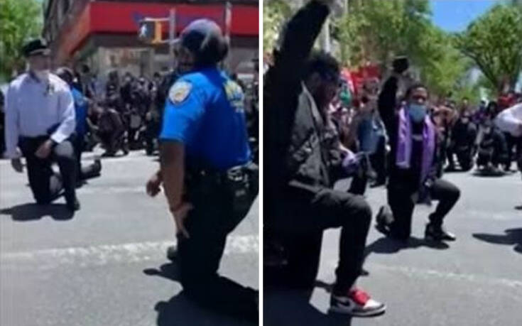 Τζορτζ Φλόιντ: Συγκινητικές εικόνες με αστυνομικούς να γονατίζουν μαζί με διαδηλωτές