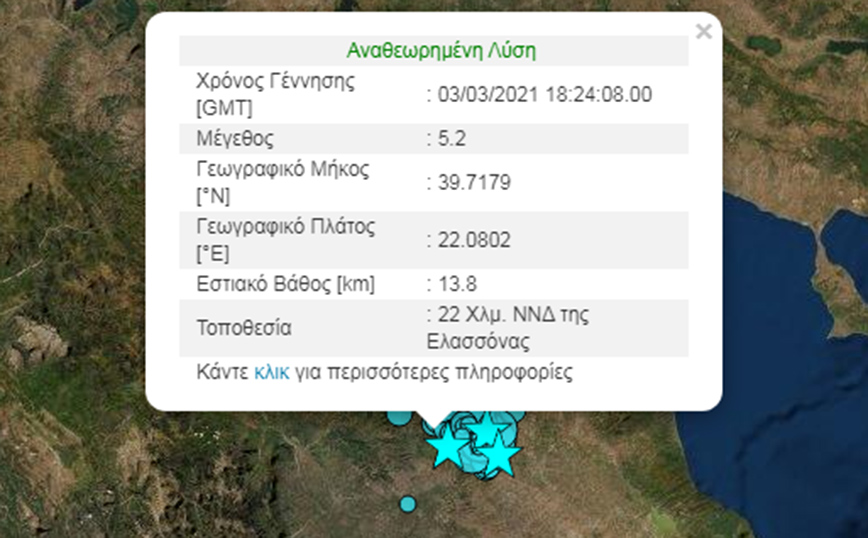 Νέος ισχυρός σεισμός τώρα στην Ελασσόνα