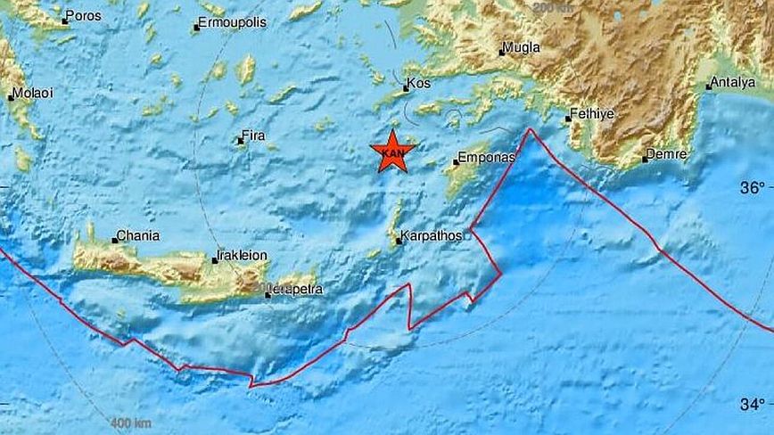 Ισχυρή σεισμική δόνηση κοντά κοντά σε Τήλο και Νίσυρο