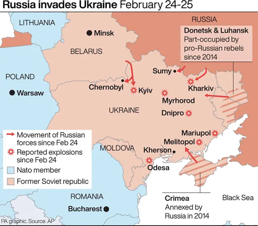 Εισβολή στην Ουκρανία: Χάρτης με τις 8 περιοχές που θα κρίνουν την έκβαση του πολέμου