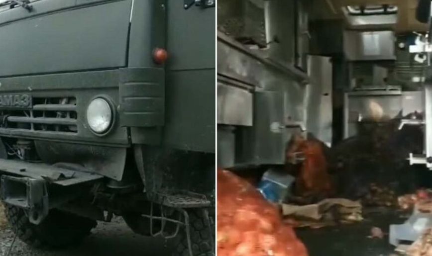 Πόλεμος στην Ουκρανία: Σε άθλια κατάσταση τα φορτηγά-κουζίνες των Ρώσων &#8211; Πατάτες και κρεμμύδια πατημένα στο έδαφος