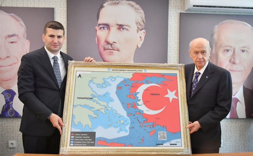 Αντίδραση της Αθήνας για τον χάρτη του Μπαχτσελί που έδειχνε τουρκικό το μισό Αιγαίο και την Κρήτη &#8211; «Επιθετική και προκλητική ενέργεια»