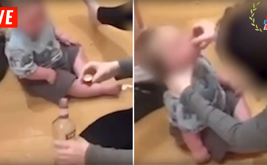 Αρρωστημένο βίντεο με ζευγάρι που δίνει σφηνάκια βότκα σε μωρό