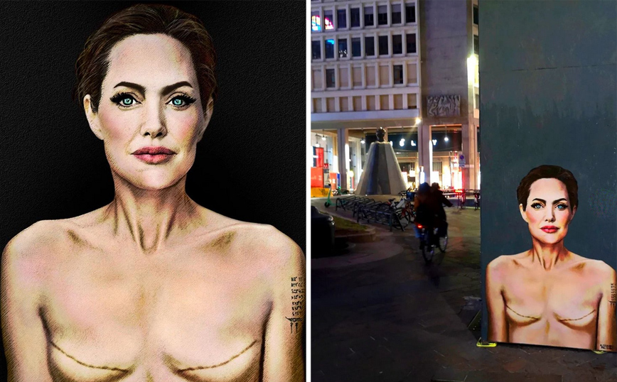 Αντζελίνα Τζολί: Έγινε έργο street art με ουλές μαστεκτομής &#8211; Ηχηρό μήνυμα για την πρόληψη του καρκίνου