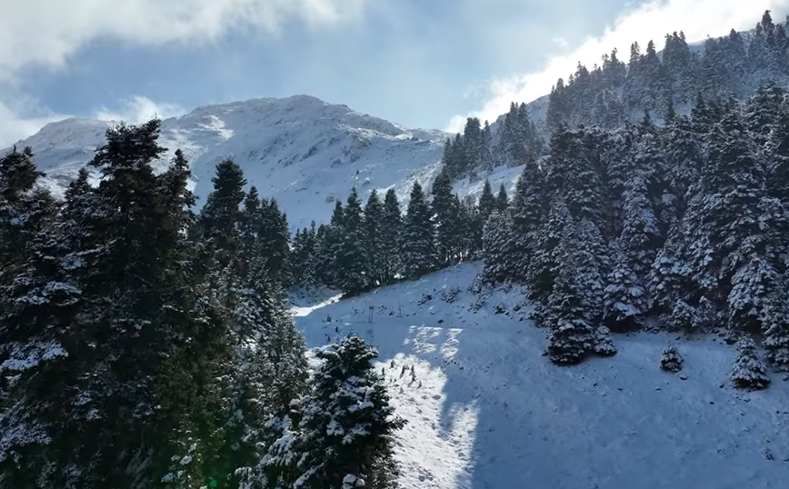«Ντύθηκε» στα λευκά ο Παρνασσός &#8211; Εντυπωσιακό βίντεο με πλάνα από το χιονισμένο βουνό