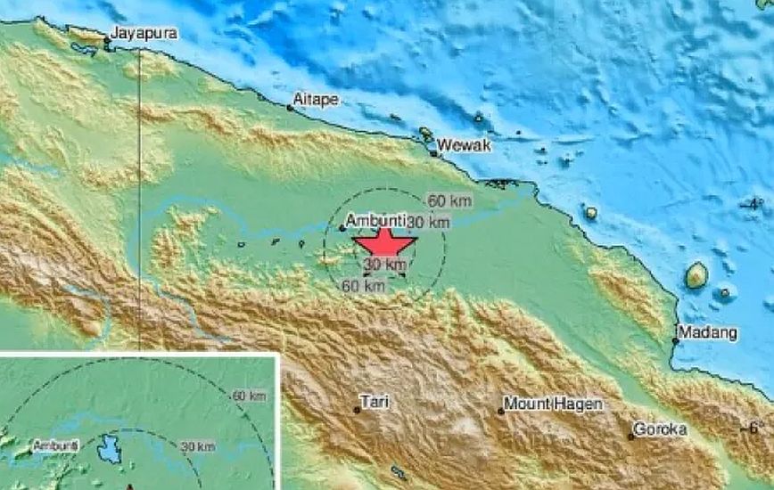 Ισχυρή σεισμός στην Παπούα Νέα Γουινέα