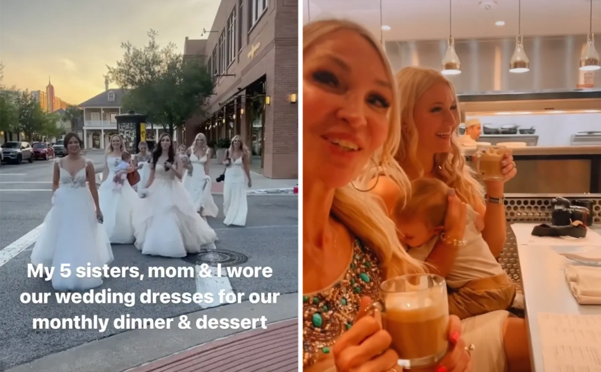 Οι 7 γυναίκες μιας οικογένειας που πήγαν σε εστιατόριο με νυφικά φορέματα &#8211; Το βίντεο με τα εκτομμύρια views