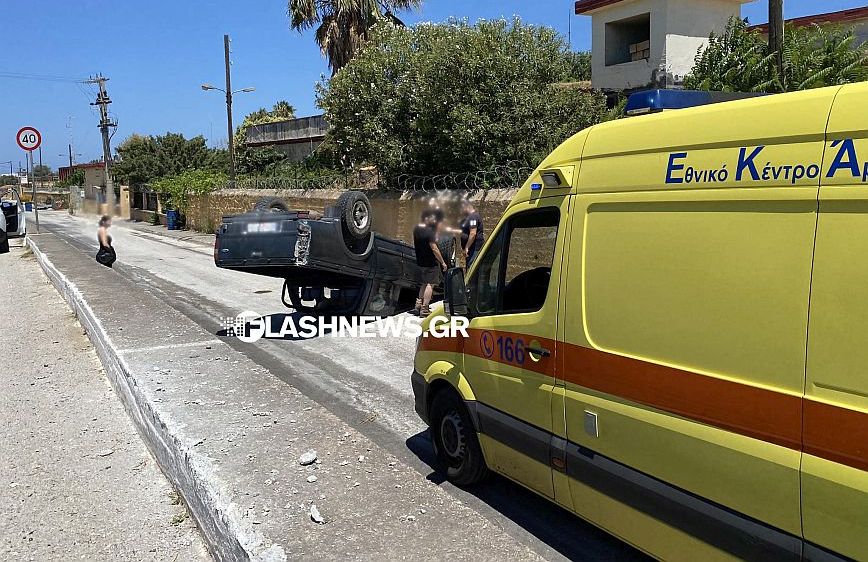 Κρήτη: Κοιμήθηκε στο τιμόνι και τούμπαρε το αγροτικό &#8211; Από θαύμα γλίτωσαν μάνα και γιος