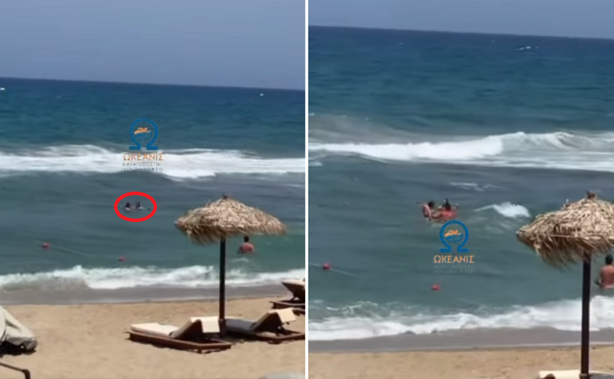 Μάνα και κόρη κινδύνεψαν να πνιγούν σε παραλία της Κρήτης &#8211; Βίντεο με τη διάσωση τους από ναυαγοσώστη