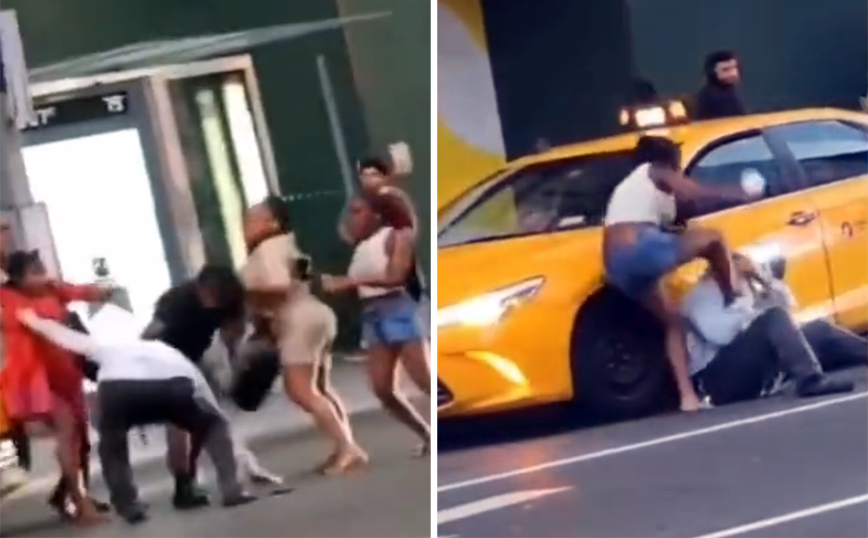 Άγριος καβγάς ταξιτζή από πέντε άτομα σε πολυσύχναστο δρόμο της Νέας Υόρκης – Ο κόσμος απλώς παρακολουθούσε