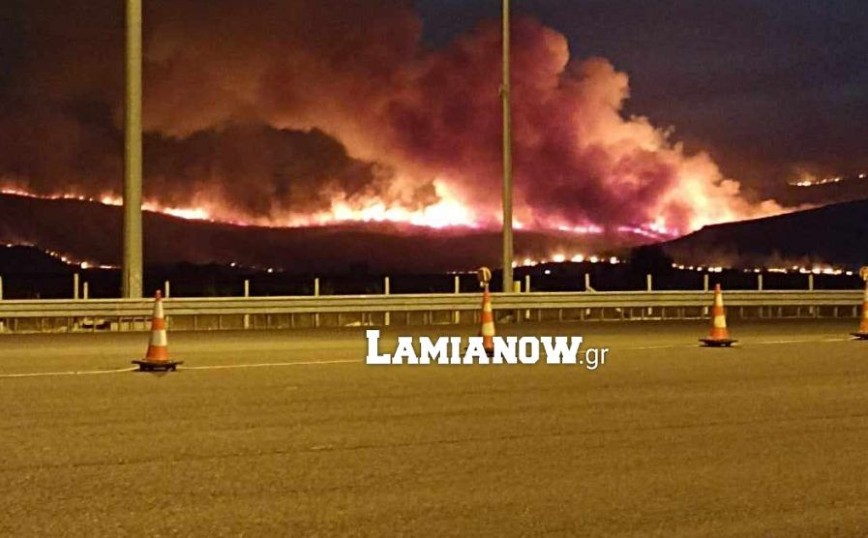 Φωτιά στη Βοιωτία: Στην Εθνική Οδό Αθηνών – Λαμίας στο ύψος της Θήβας έφτασαν οι φλόγες