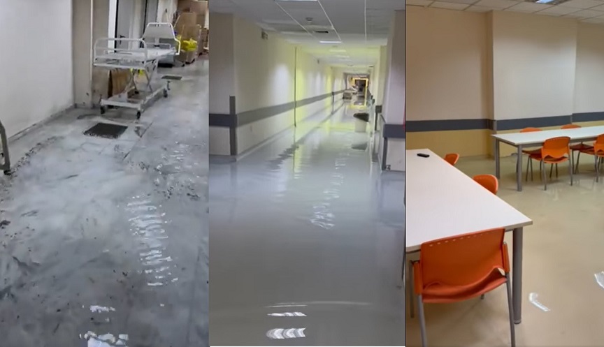 Κακοκαιρία Elias: Πλημμύρισαν το υπόγειο και η τραπεζαρία του νοσοκομείου του Βόλου