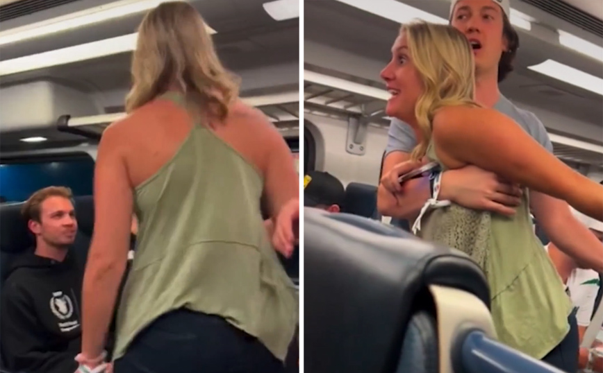 Το ξενοφοβικό ξέσπασμα μεθυσμένης γυναίκας σε τρένο έγινε viral και η εταιρεία της την απέλυσε &#8211; «Φύγετε από τη χώρα μας»