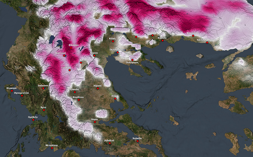 Η νέα κακοκαιρία σε χάρτες – Οι περιοχές όπου θα χιονίσει, κορύφωση της ψυχρής εισβολής την Κυριακή