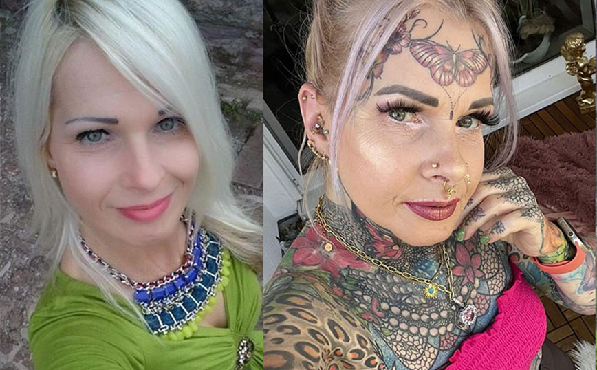 Η 57χρονη με τατουάζ από το πρόσωπο μέχρι τα δάχτυλα &#8211; Η αποκαλυπτική φωτογραφία 10 χρόνια πριν την μεταμόρφωση της