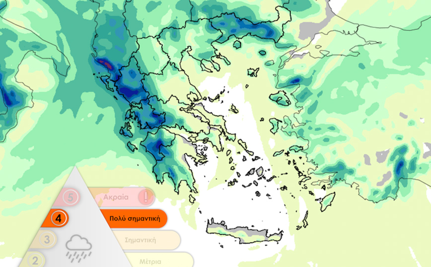 Ο χάρτης με τις περιοχές που χτυπά η κακοκαιρία &#8211; Βροχές και καταιγίδες από το βράδυ του Σαββάτου