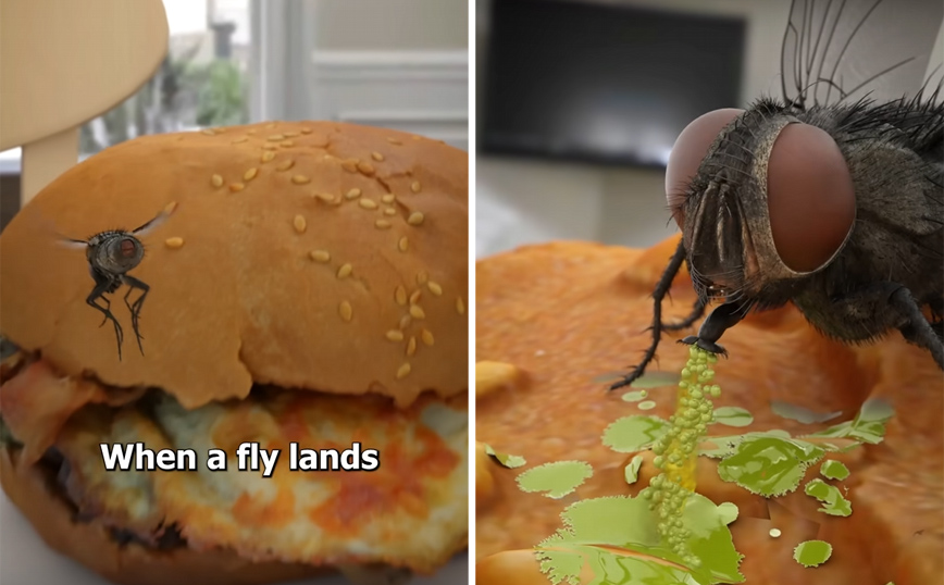 Bίντεο αποκαλύπτει τι συμβαίνει όταν μια μύγα προσγειώνεται στο φαγητό σου – «Γιατί το είδα αυτό;»