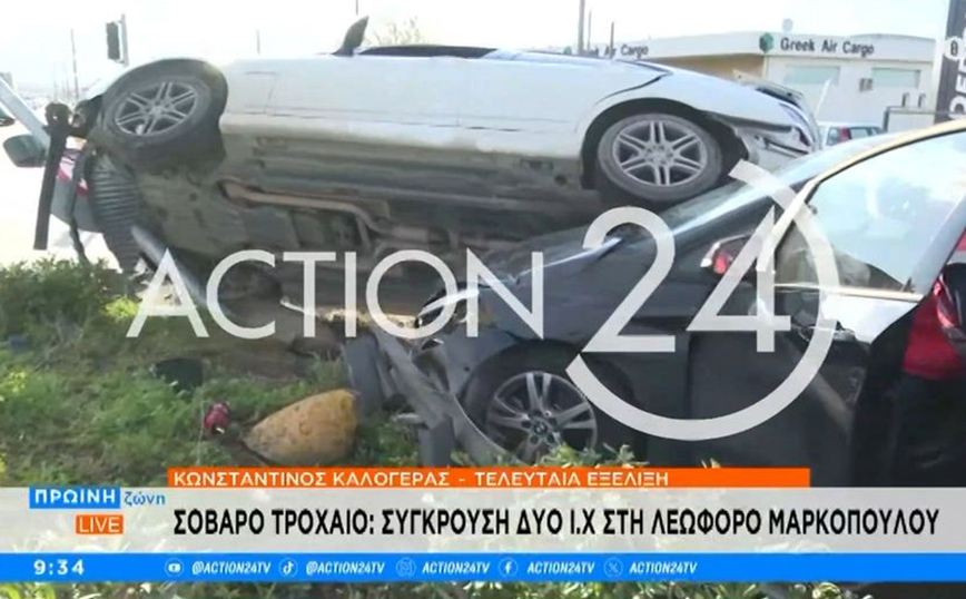 Σοβαρό τροχαίο ατύχημα στη λεωφόρο Μαρκοπούλου &#8211; Δείτε βίντεο