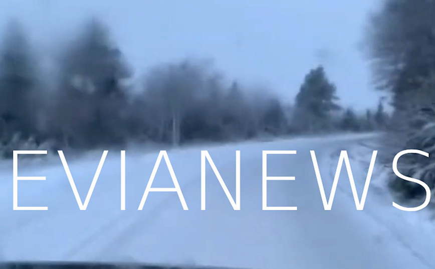 Έφτασαν τα χιόνια στην Εύβοια: Στα «λευκά» ντύνονται η Δίρφυς και η Ερέτρια