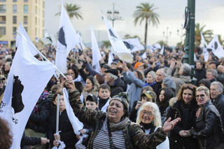 Residents of the Corsica island take the streets in Ajaccio, France, as they demonstrate ahead of a visit to the Mediterranean island next week by French President Emmanuel Macron, Saturday, Feb. 3, 2018. The newly elected leaders on the French Mediterranean island hope that Saturday's march will spur on fresh talks with the French government about demands including equal status for the Corsican language and the release of Corsican prisoners held in mainland prisons. (AP Photo/Raphael Poletti)