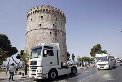 Ολοκληρώθηκε η πορεία ιδιοκτητών φορτηγών στη Θεσ/νίκη