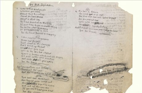 Σε δημοπρασία χειρόγραφο του Bob Dylan
